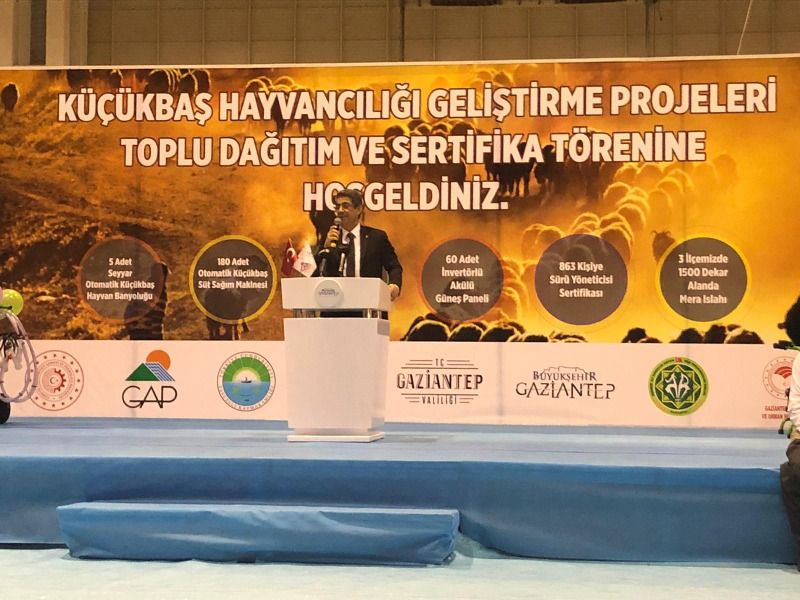 “Küçükbaş Hayvancılığı Geliştirme Projeleri Makine ve Ekipman Toplu Dağıtım ve Sertifika Töreni” Gaziantep'te Gerçekleştirildi
