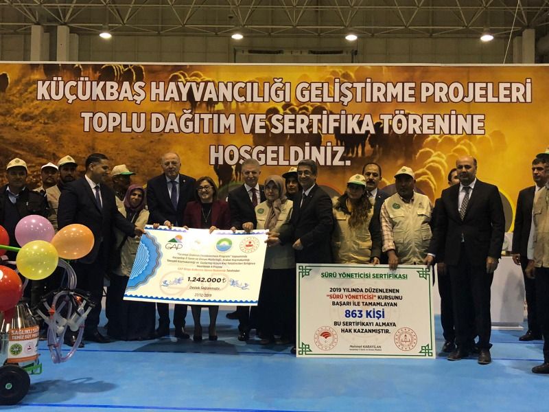 “Küçükbaş Hayvancılığı Geliştirme Projeleri Makine ve Ekipman Toplu Dağıtım ve Sertifika Töreni” Gaziantep'te Gerçekleştirildi