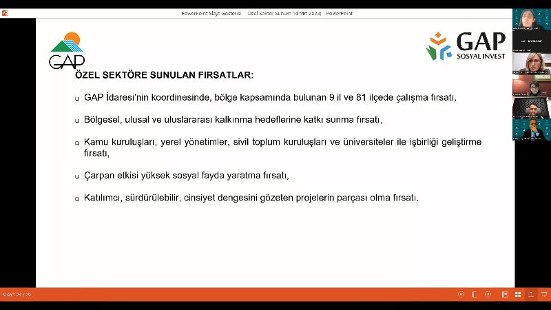 GAP Bölgesinde Sosyal ve Ekonomik Dayanıklılığın Artırılması-Kamu, Özel Sektör İş Birliği Uygulamaları Toplantısı Düzenlendi