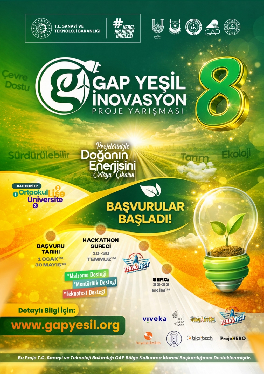 8. GAP Yeşil İnovasyon Proje Yarışması Başvuruları Başladı